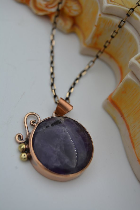 STONEAGE AMETİST TAŞLI ÖZEL TASARIM KOLYE - Resim 6