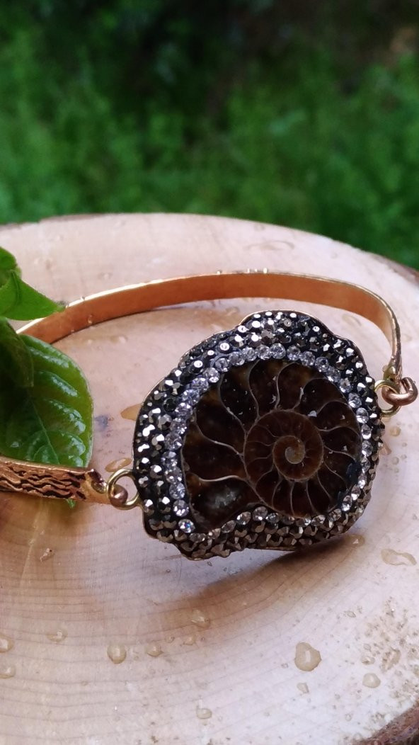 STONEAGE Salyangoz Fosili El Yapımı Bayan Bileklik Bilezik ürün görseli