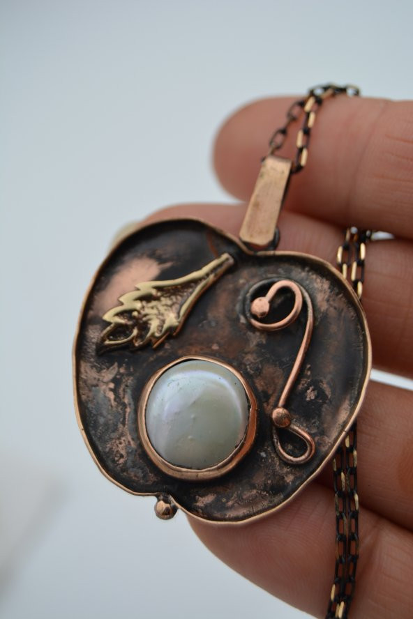 STONEAGE GERÇEK İNCİLİ ELMA FİGÜRLÜ KOLYE - Resim 6