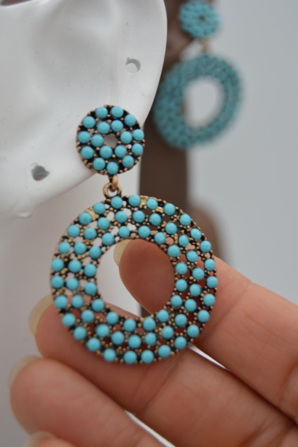 STONEAGE TURKUAZ TAŞLI BÜYÜK KÜPE - 2