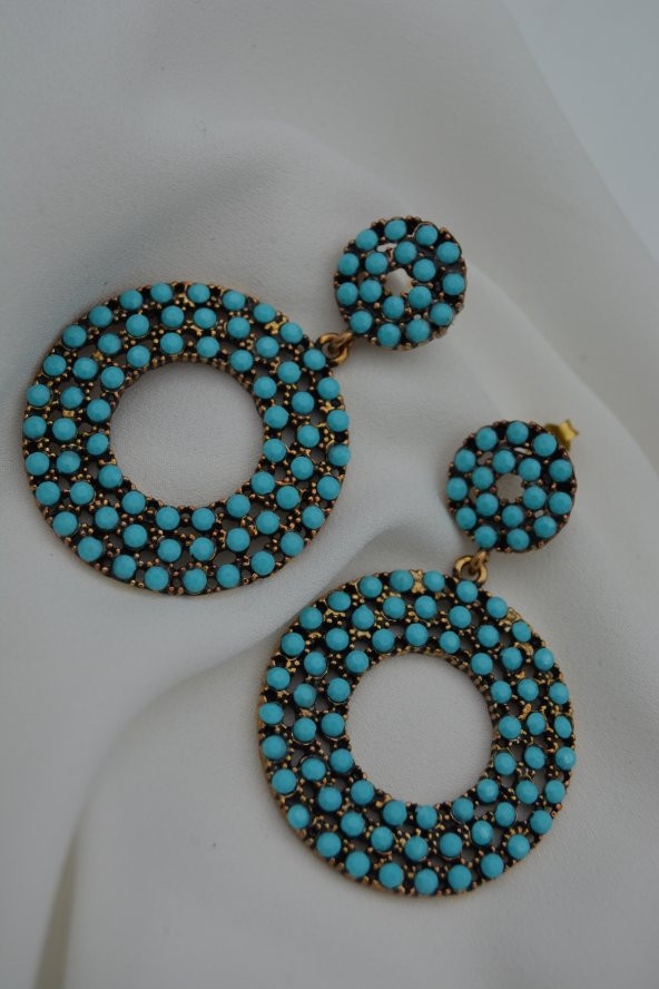 STONEAGE TURKUAZ TAŞLI BÜYÜK KÜPE - 5