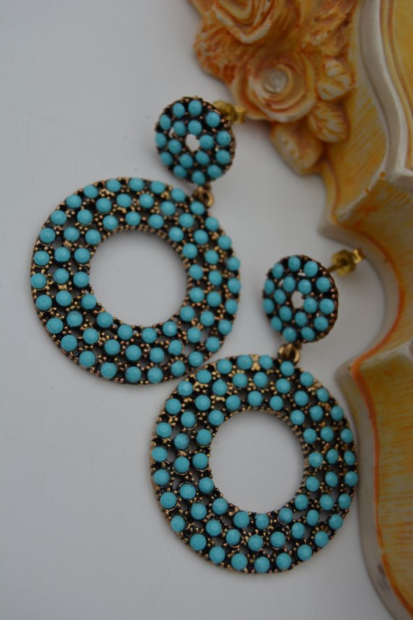 STONEAGE TURKUAZ TAŞLI BÜYÜK KÜPE - 6