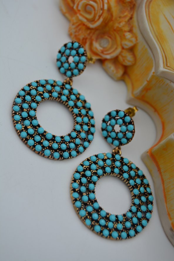 STONEAGE TURKUAZ TAŞLI BÜYÜK KÜPE - 7