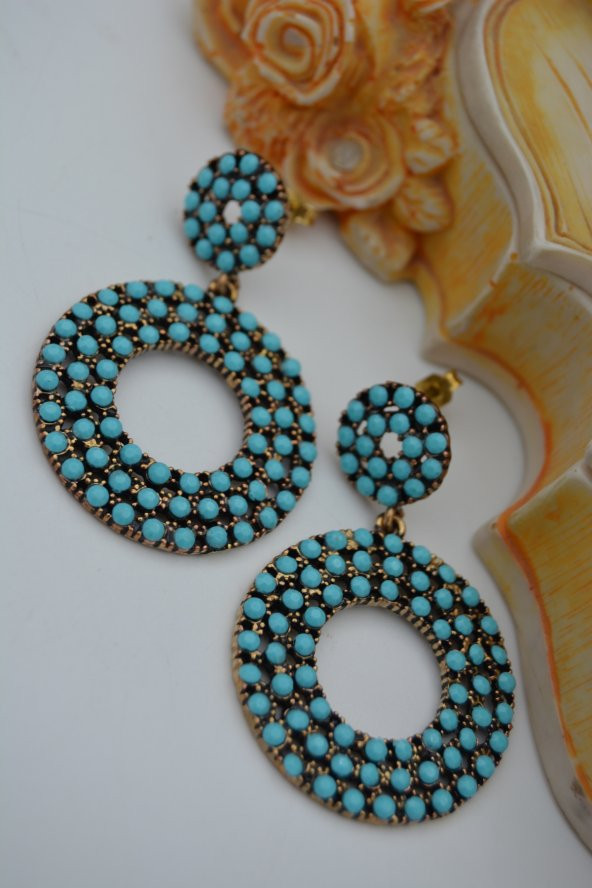 STONEAGE TURKUAZ TAŞLI BÜYÜK KÜPE - 8