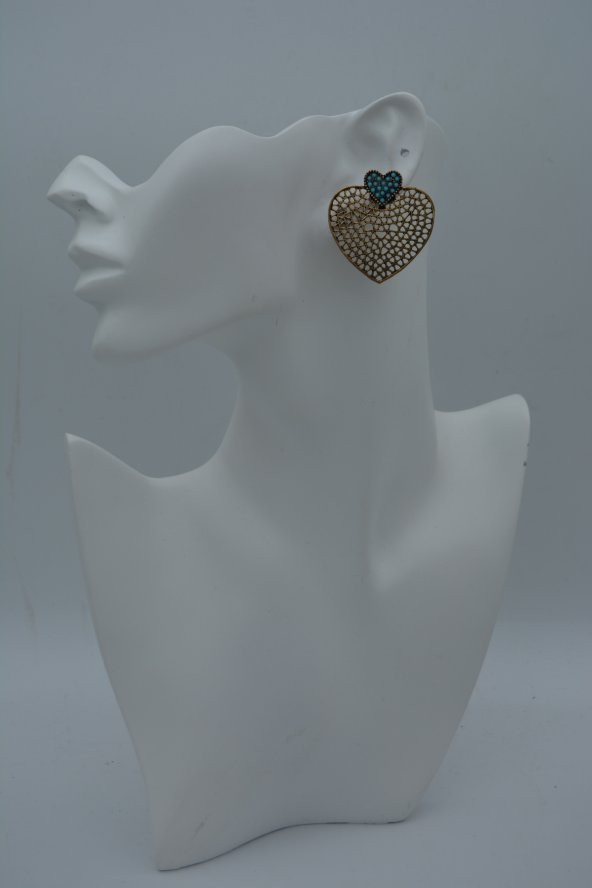 STONEAGE TURKUAZ TAŞLI KALP KÜPE ürün görseli