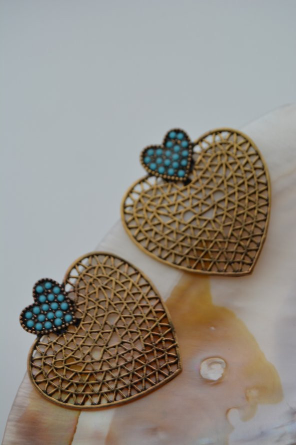 STONEAGE TURKUAZ TAŞLI KALP KÜPE - Resim 5