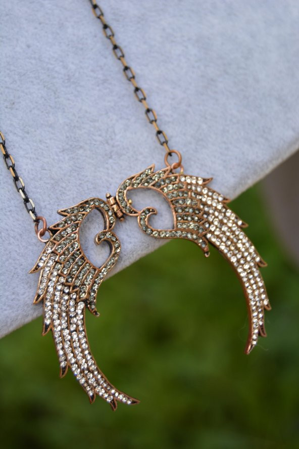 STONEAGE JEWELLERY İki Renkli Melek Kanat Bayan Kolye - Resim 2