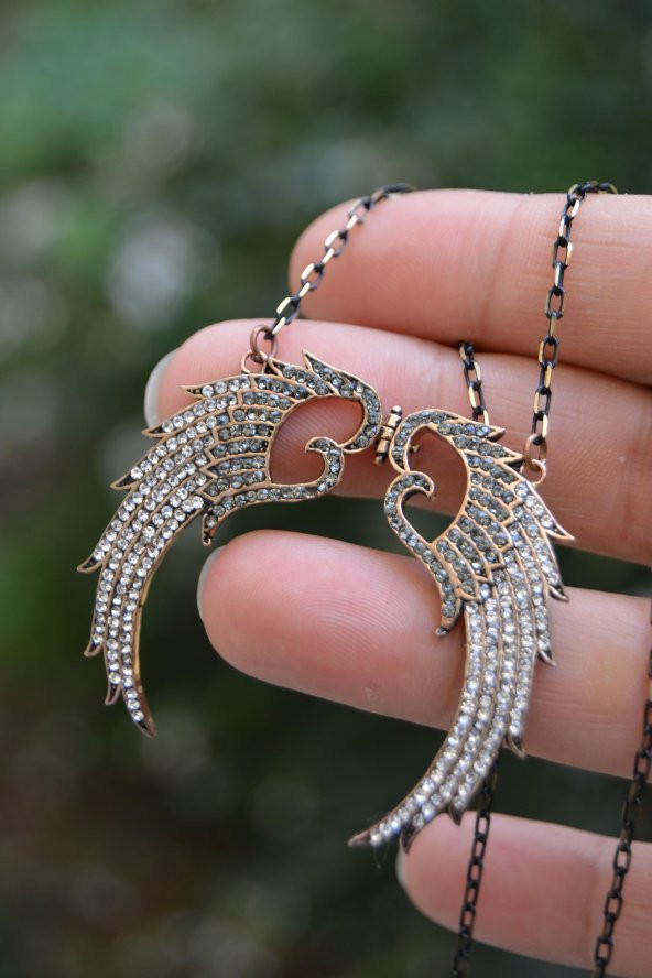 STONEAGE JEWELLERY İki Renkli Melek Kanat Bayan Kolye - Resim 4