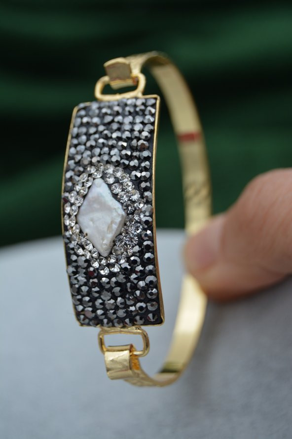 STONEAGE Gerçek İncili ve Zirkon Taşlı El Yapımı Özel Tasarım Bilezik Bileklik - Resim 6