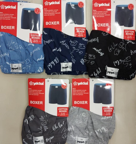 YILDIZ 48 ERKEK KARIŞIK DESENLİ BATTAL BOXER 6 ADET - Resim 2