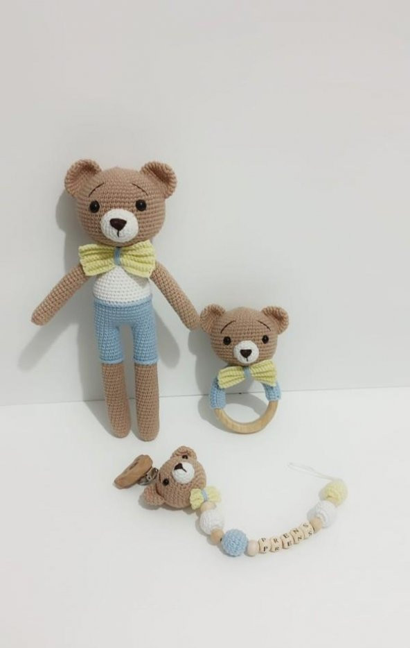 Ayıcık Yeni Doğan Seti Amigurumi Organik Oyuncak - 1