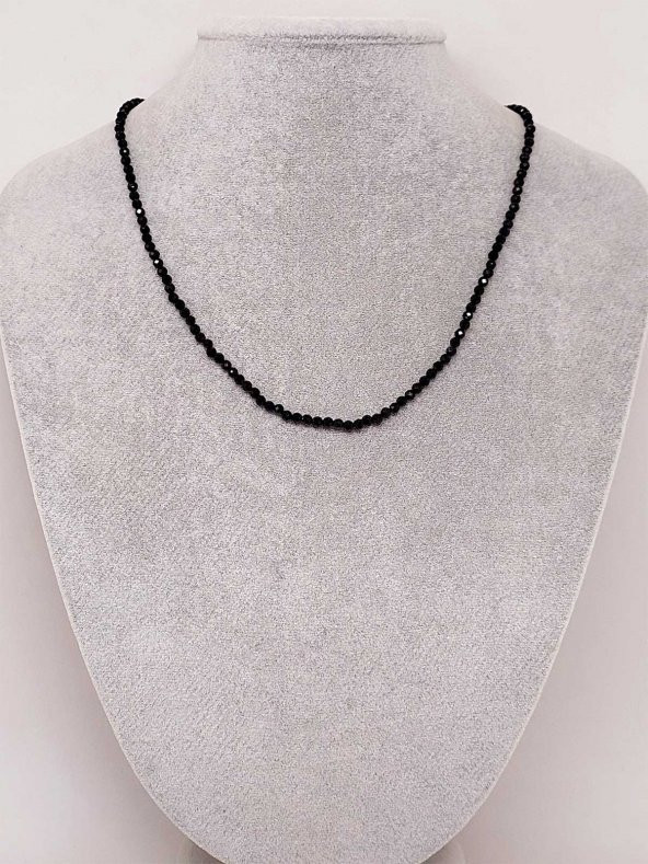 Turmalin Taşı 3mm 1000 Ayar Gümüş İpli Kolye (Sabit Klipsli) - Resim 3