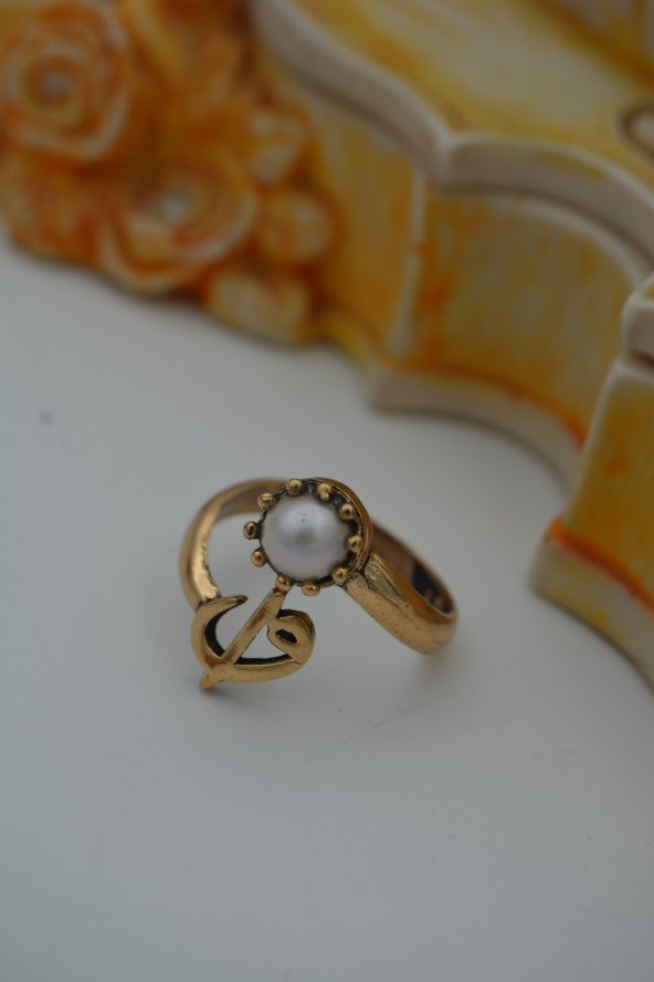 STONEAGE ELİF VAV İNCİLİ YÜZÜK - Resim 3