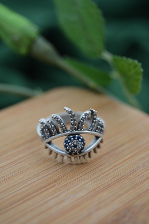 STONEAGE Bayan Yüzük Nazar Boncuklu Ayarlanabilir Bohem Tarz - Resim 3