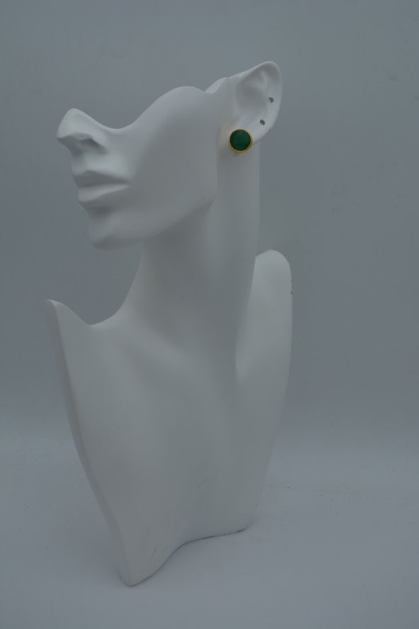 STONEAGE YEŞİM TAŞLI EL YAPIMI KÜPE - Resim 2