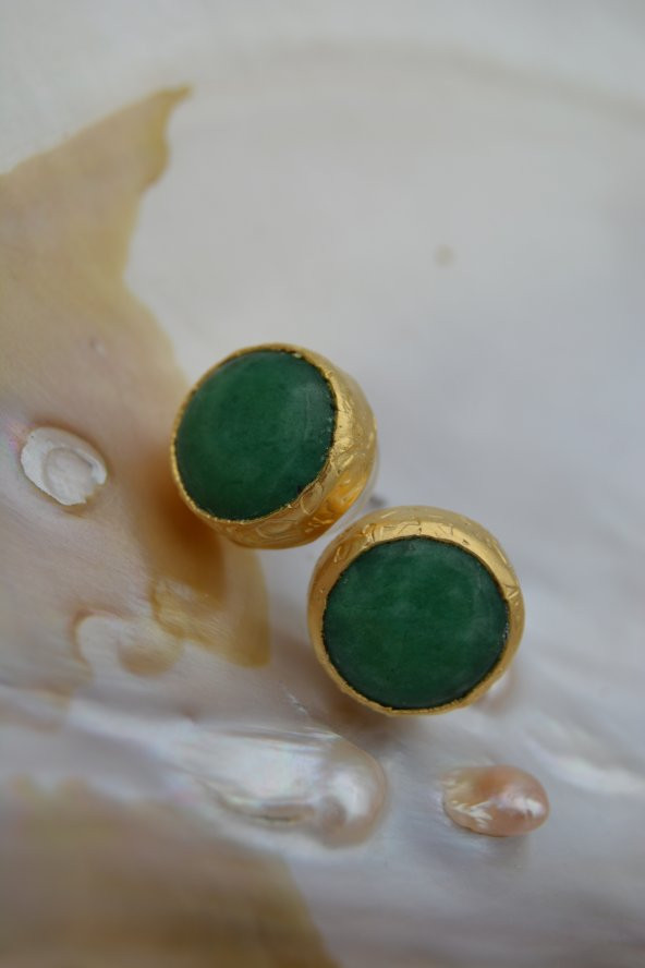 STONEAGE YEŞİM TAŞLI EL YAPIMI KÜPE - Resim 6