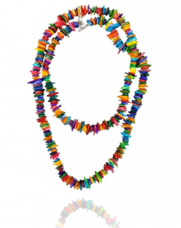 STONEAGE Renkli Sedef Doğal Taş Bereket Yaz Bayan Kolyesi Hediye Kutusunda - Resim 4