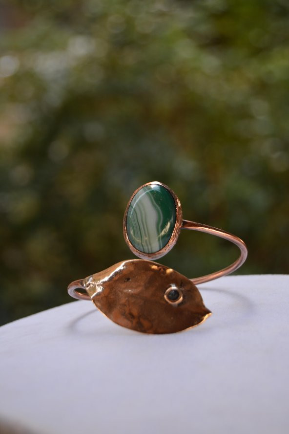 STONEAGE JEWELLERY Yeşil Akik Taşlı Tasarım Bileklik - 2