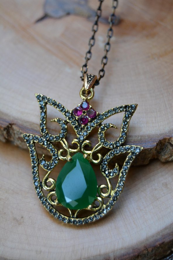 STONEAGE JEWELLERY Kök Zümrüt Otantik Bayan Kolye ürün görseli