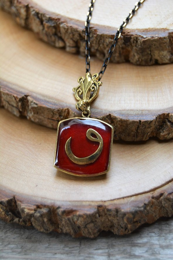 STONEAGE JEWELLERY Vav Harfli Bayan Bronz Kolye - Resim 2