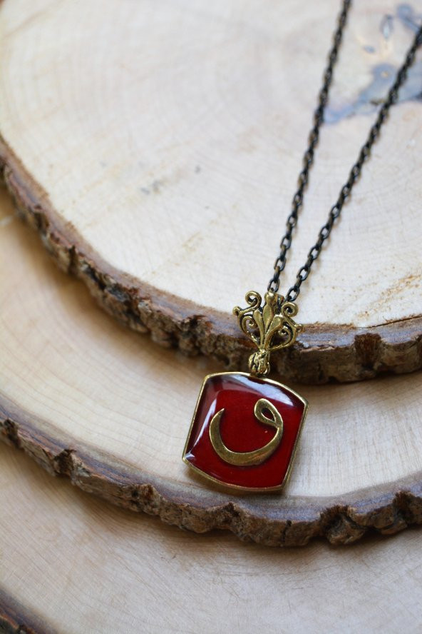 STONEAGE JEWELLERY Vav Harfli Bayan Bronz Kolye - Resim 3