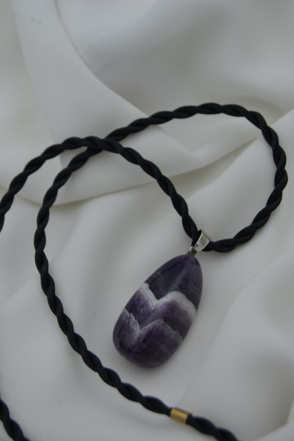 STONEAGE TAMBURLANMIŞ BLOK AMETİST KOLYE - Resim 3