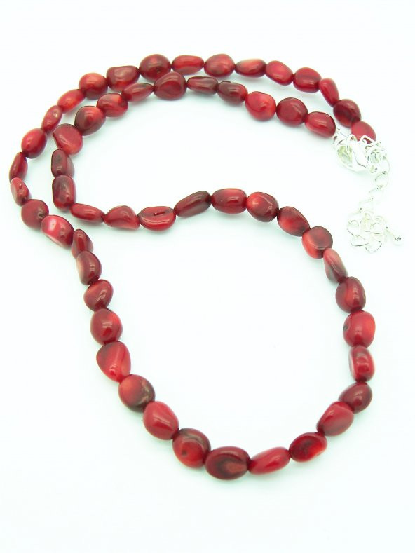 STONEAGE JEWELLERY Bayan Kolye Kırmızı Mercan - 3