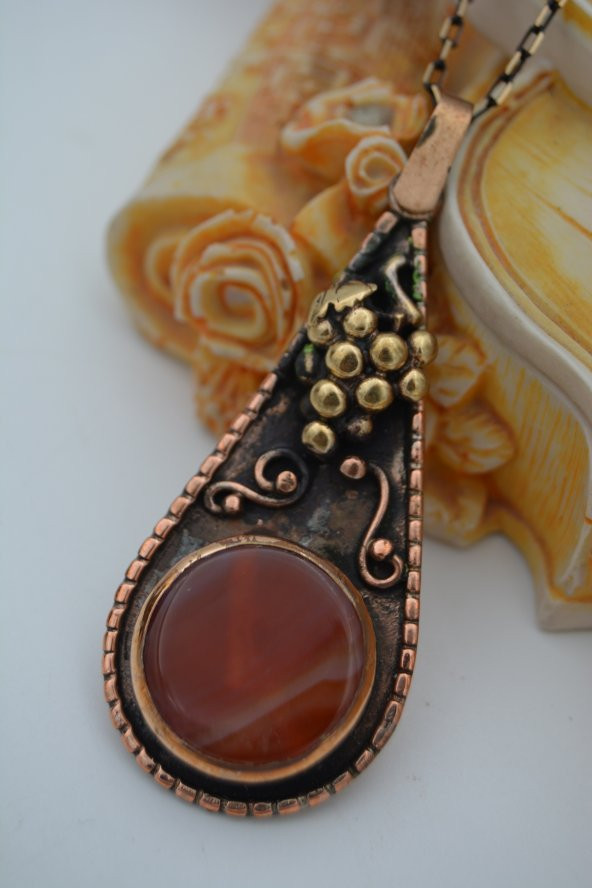 STONEAGE AKİK TAŞLI ÜZÜMLÜ KOLYE - Resim 5