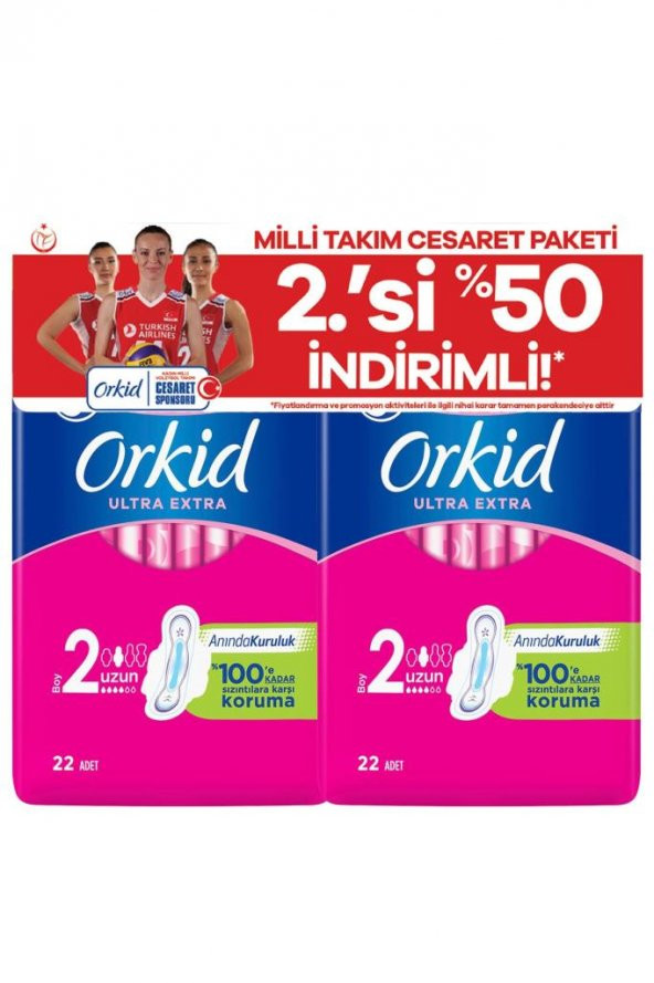 Orkid Hijyenik Ped Ultra Extra Uzun 44lü Milli Takım Cesaret Paketi 86314 - 2
