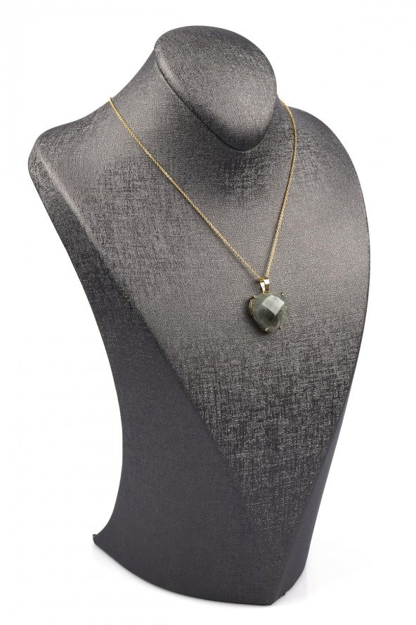 Labradorit Doğal Taş Gold Renkli Kolye - Resim 2