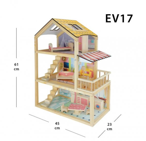 EV17 Doğal Ağaç Çocuk Oyun Evi