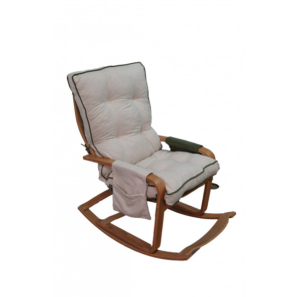 Mobildeco Şehzade Ahşap Sallanan Sandalye Ve Dinlenme Koltuğu Çift Renk (Yeşil/Krem) doğal - 2