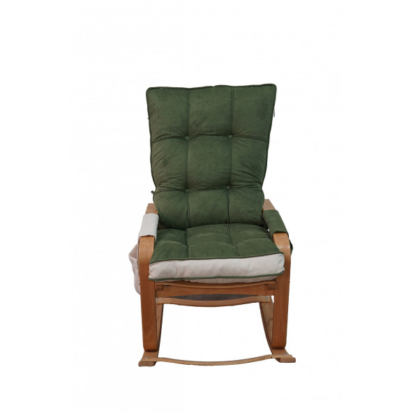 Mobildeco Şehzade Ahşap Sallanan Sandalye Ve Dinlenme Koltuğu Çift Renk (Yeşil/Krem) doğal - 4