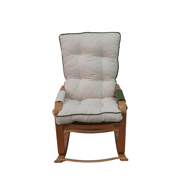 Mobildeco Şehzade Ahşap Sallanan Sandalye Ve Dinlenme Koltuğu Çift Renk (Yeşil/Krem) doğal - 5