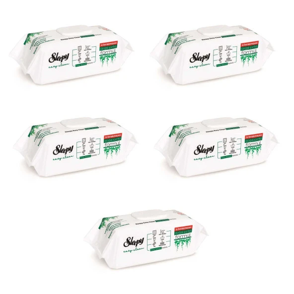Sleepy Easy Clean Sirke Karbonat Beyaz Sabun Katkılı Yüzey Temizlik Islak Havlusu - 100'lü 5 Paket