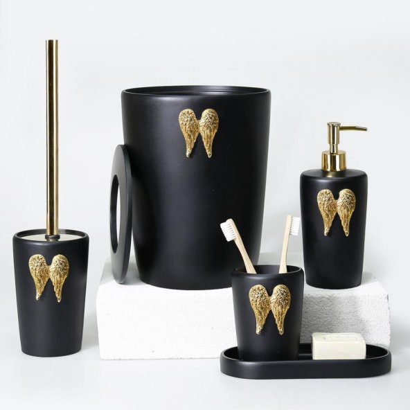 Selim Dekor Wings Banyo Seti Siyah Altın ürün görseli