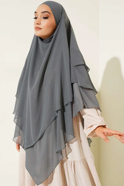 Şifon Sufle Hazır Şal Antrasit - Resim 4