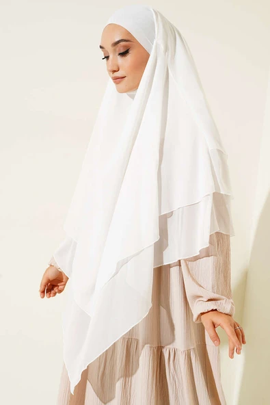 Şifon Sufle Hazır Şal Ekru ürün görseli 1
