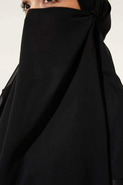 Şifon Sufle Hazır Şal Siyah - 4