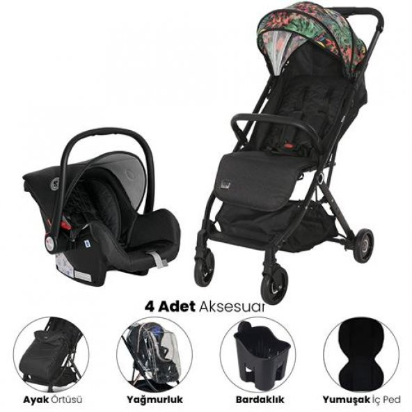 Lorelli Myla Kabin Boy & Travel Set Bebek Arabası - Flowers Tropical