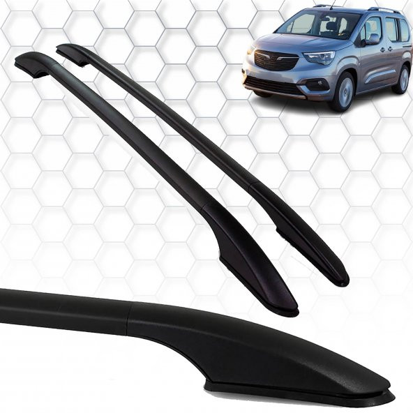 Opel Combo E (2019+) - Tavan Çıtası - Solid - (2 Parça Aluminyum) - (PANEL VAN-Kısa Şase - L1-ABS Ayak-Siyah)