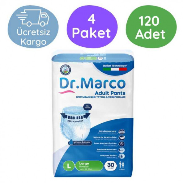 DR. MARCO Emici Külot Yetişkin Hasta Bezi Large 30 lu 4 Paket