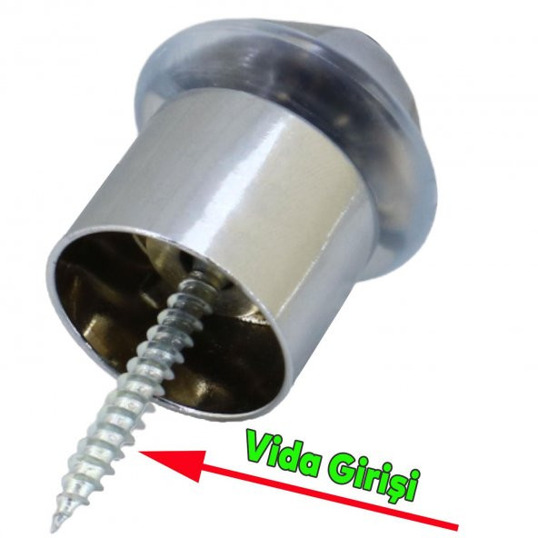 Kapı Stoperi Kapı  Altı Durdurucu Tutucu Tamponu Silikonlu Contalı Stopu Vidalı Parlak Krom 50 mm - 2