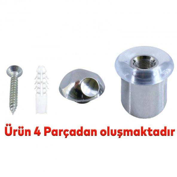 Kapı Stoperi Kapı  Altı Durdurucu Tutucu Tamponu Silikonlu Contalı Stopu Vidalı Parlak Krom 50 mm - 3