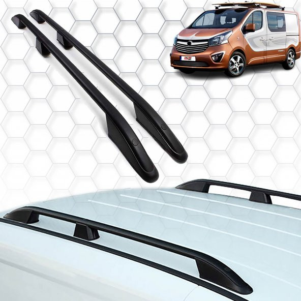 Opel Vivaro (2014-2019) - Tavan Çıtası - Elegance - (2 Parça Aluminyum) - (Van-Uzun Şase-ABS Ayak-Siyah)