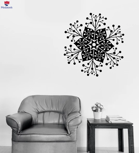 Duvar Oturma Odası, Yatak Odası Sticker Daire Çiçek Süs Doğa Mandala Dekor Benzersiz Hediyelik - 1