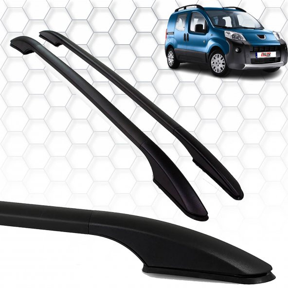 Peugeot Bipper (2008+) - Tavan Çıtası - Solid - (2 Parça Aluminyum) - (Mini Van-Lav-ABS Ayak-Siyah)