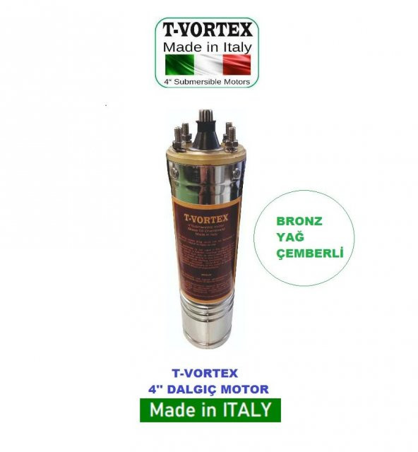 VORTEX ORJİNAL İTALYAN 2 HP 220v Bronz Yağ Çemberli NSK Rulmanlı 4" Dalgıç Pompa Çıplak Motor