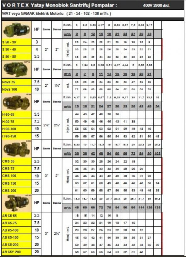 VORTEX CMS75 7.5 HP 380v Yatay Monoblok Santrifüj Pompa - Resim 2