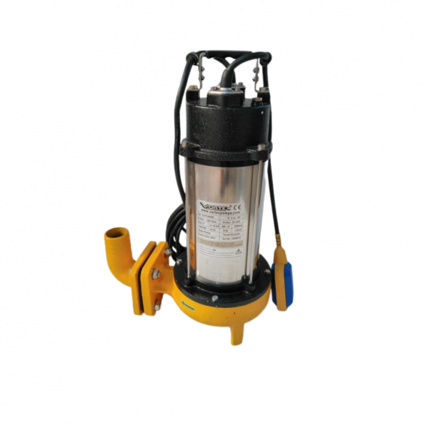 VORTEX CUT1500AF 2 HP 220v Süper Öğütücülü Paslanmaz Çelik Bıçaklı Pis Su Foseptik Dalgıç Pompa